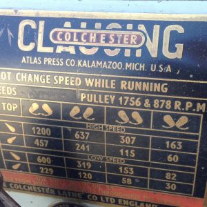 clausing colchester lathe serial numbers