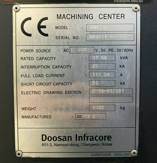 DOOSAN DNM 650 Vertical Machining Center