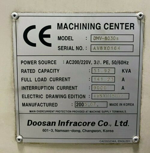 Doosan Vertical Machining Center In California